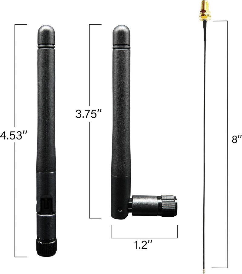 Rydocyee WiFi Bluetooth Antenna 2 Pack & Pigtail 2 Pack, 5Ghz 2.4Ghz 3dBi WiFi Card Antenna, 8-Inch RP SMA-Female to IPEX4/MHF4 Cable for M.2 NGFF Network Card and Routers - Image 5